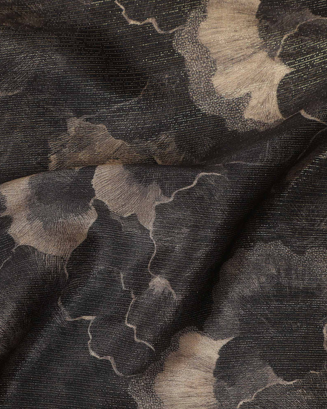 Espresso Brown Abstract Floral Viscose Crepe Fabric 110cm