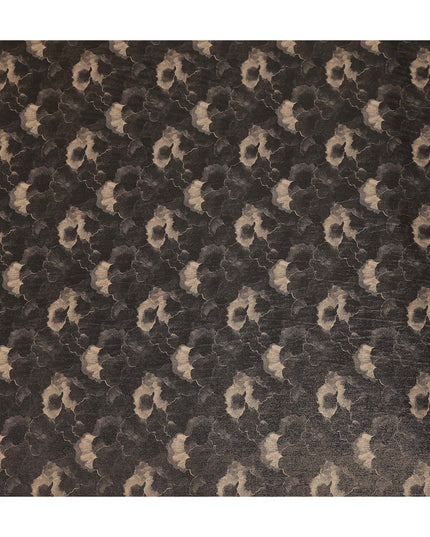 Espresso Brown Abstract Floral Viscose Crepe Fabric 110cm