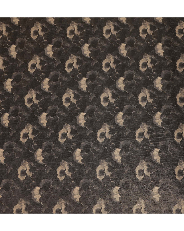 Espresso Brown Abstract Floral Viscose Crepe Fabric 110cm