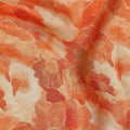 Sunset Orange Abstract Floral Viscose Crepe Fabric 110cm