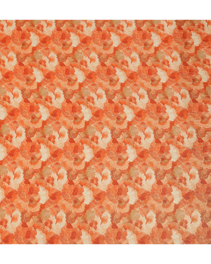Sunset Orange Abstract Floral Viscose Crepe Fabric 110cm