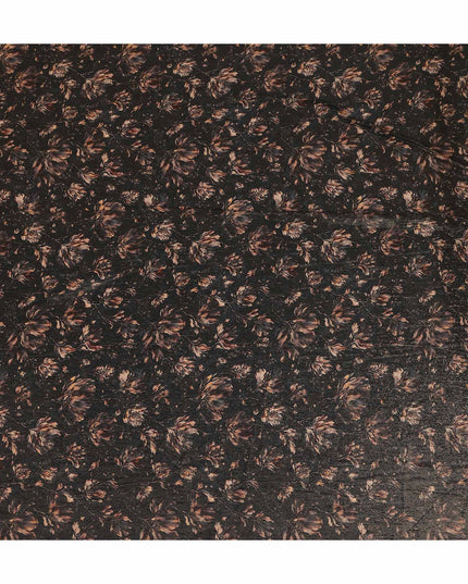 Charcoal Black Ditsy Floral Viscose Crepe Fabric 110cm