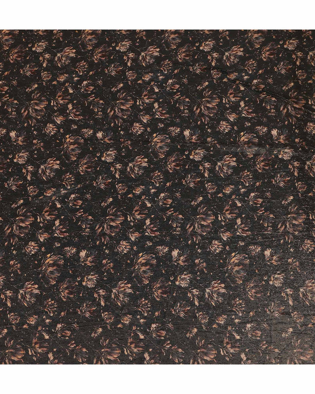 Charcoal Black Ditsy Floral Viscose Crepe Fabric 110cm