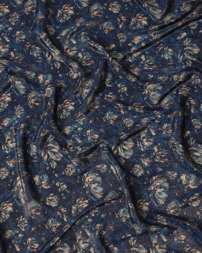 Navy Blue Ditsy Floral Viscose Crepe Fabric 110cm