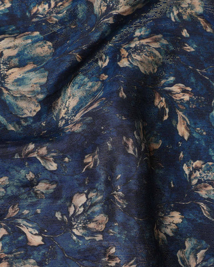 Navy Blue Ditsy Floral Viscose Crepe Fabric 110cm