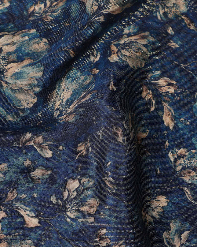 Navy Blue Ditsy Floral Viscose Crepe Fabric 110cm