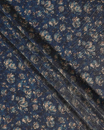 Navy Blue Ditsy Floral Viscose Crepe Fabric 110cm