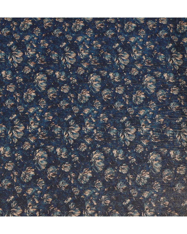 Navy Blue Ditsy Floral Viscose Crepe Fabric 110cm