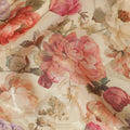 Ivory Cream Rose Floral Viscose Crepe Fabric 110cm