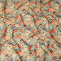 Mint Green Rose Floral Viscose Crepe Fabric 110cm