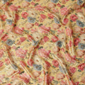 Butter Yellow Rose Floral Viscose Crepe Fabric 110cm
