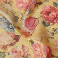 Butter Yellow Rose Floral Viscose Crepe Fabric 110cm