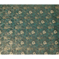 Teal Green Gold Foil Floral Viscose Crepe Fabric 110cm