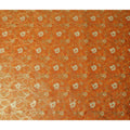 Tangerine Orange Gold Foil Floral Viscose Crepe Fabric 110cm