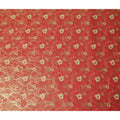 Coral Red Gold Foil Floral Viscose Crepe Fabric 110cm