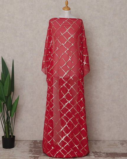 Crimson Red Silk Chiffon Dirac 3.5m Piece