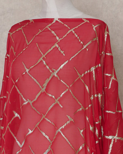 Crimson Red Silk Chiffon Dirac 3.5m Piece