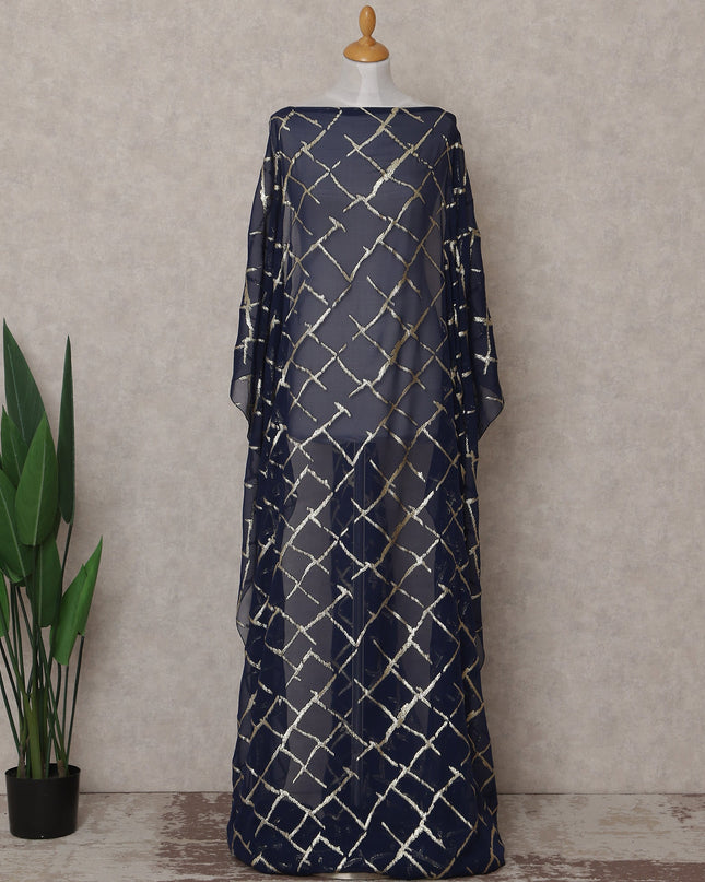 Midnight Navy Blue Silk Chiffon Dirac 3.5m Piece