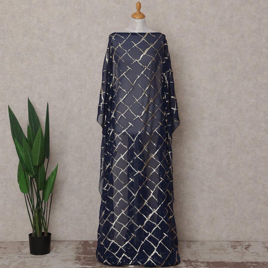 Midnight Navy Blue Silk Chiffon Dirac 3.5m Piece