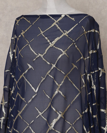 Midnight Navy Blue Silk Chiffon Dirac 3.5m Piece