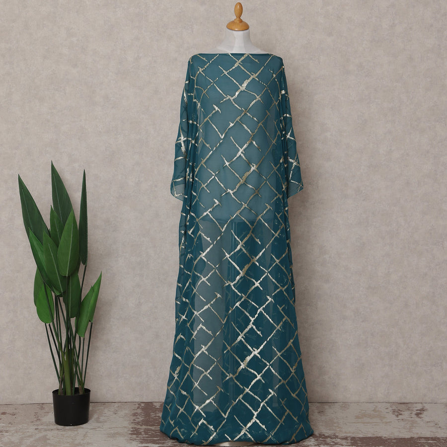 Deep Teal Blue Silk Chiffon Dirac 3.5m Piece