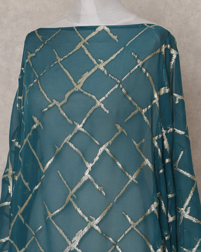 Deep Teal Blue Silk Chiffon Dirac 3.5m Piece