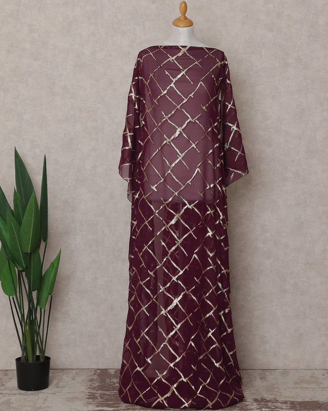 Wine Maroon Silk Chiffon Dirac 3.5m Piece