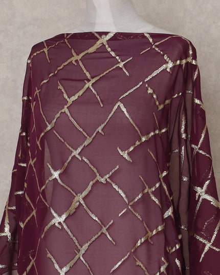 Wine Maroon Silk Chiffon Dirac 3.5m Piece