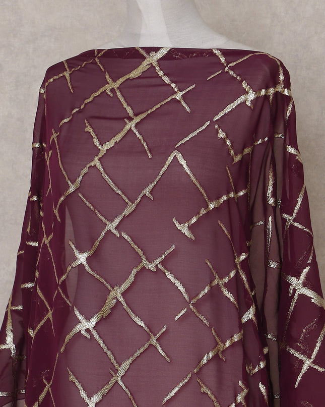Wine Maroon Silk Chiffon Dirac 3.5m Piece