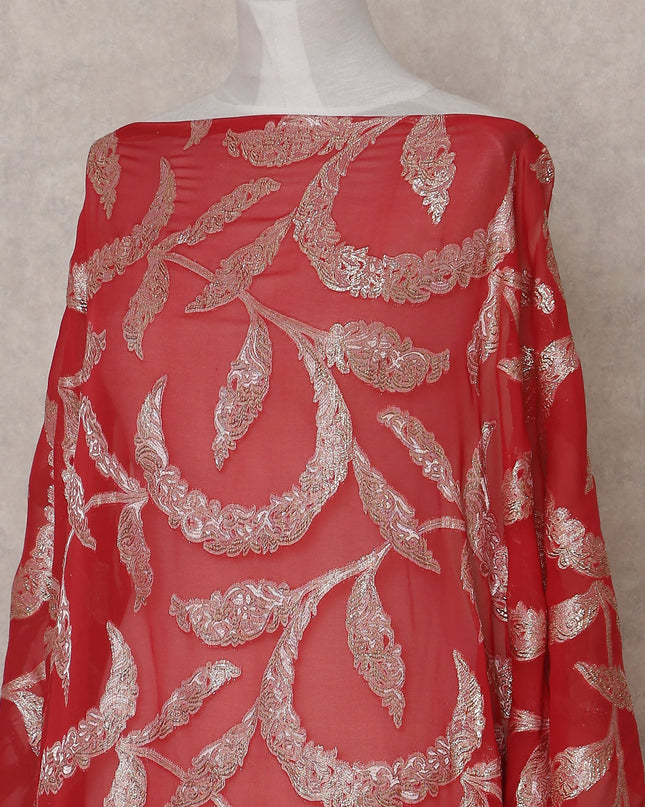 Scarlet Red Silk Chiffon Dirac 3.5m Piece