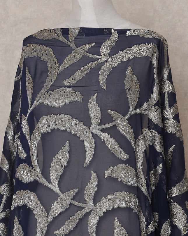 Dark Navy Blue Silk Chiffon Dirac 3.5m Piece