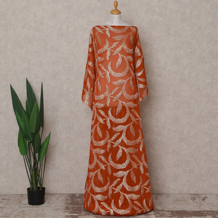 Rust Orange Silk Chiffon Dirac 3.5m Piece