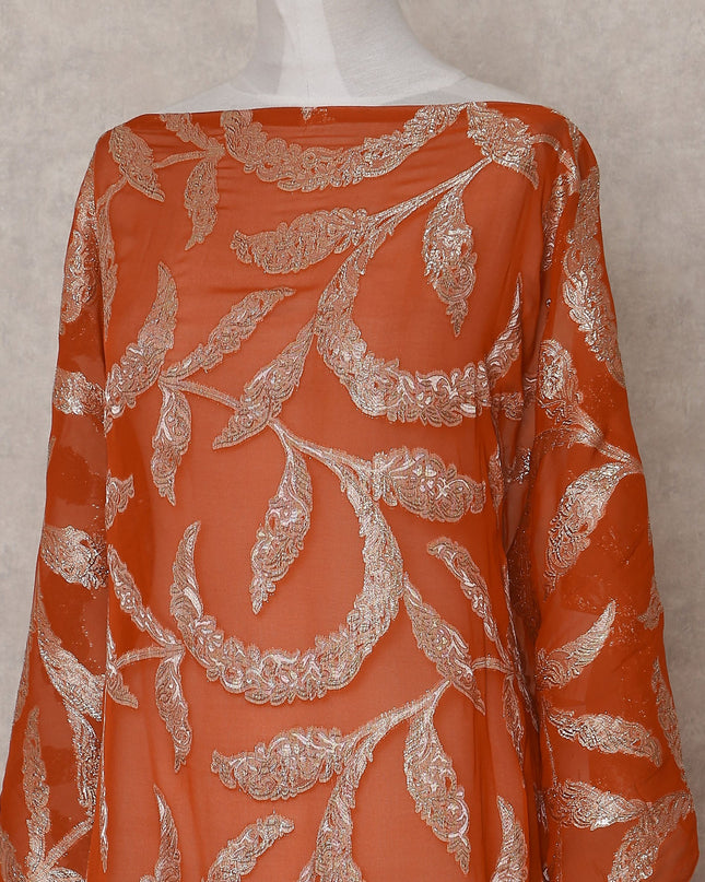 Rust Orange Silk Chiffon Dirac 3.5m Piece