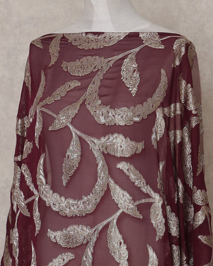 Burgundy Wine Silk Chiffon Dirac 3.5m Piece