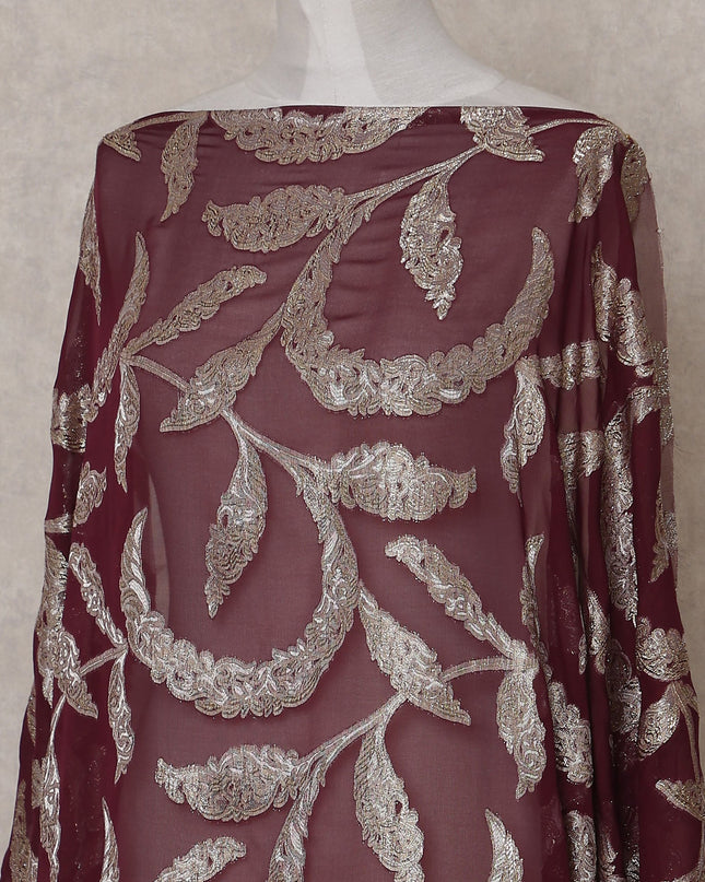 Burgundy Wine Silk Chiffon Dirac 3.5m Piece