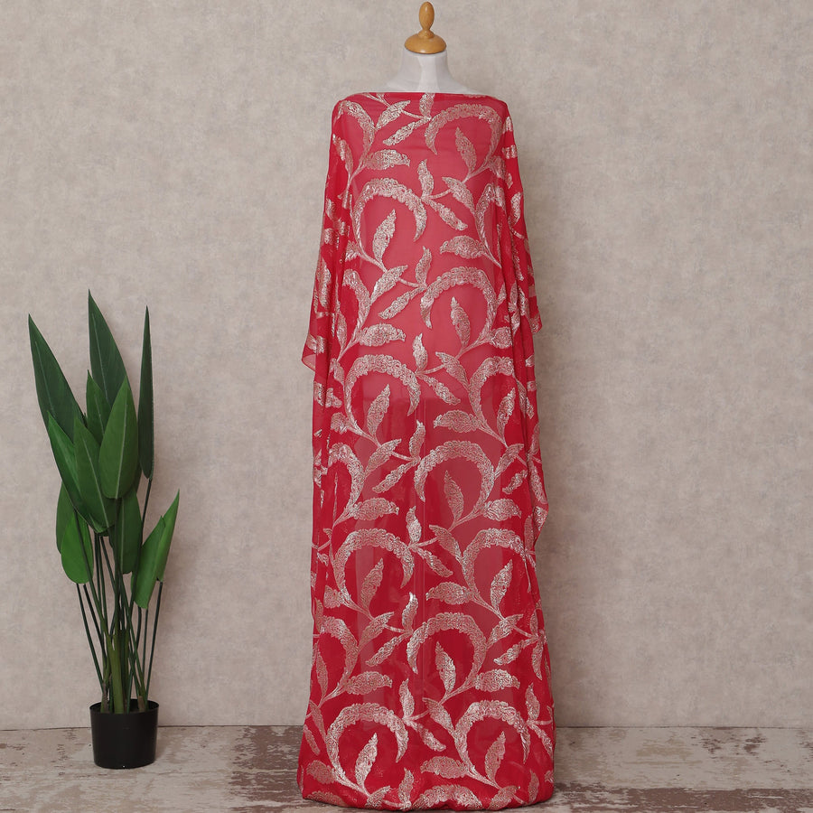 Cherry Red Silk Chiffon Dirac 3.5m Piece