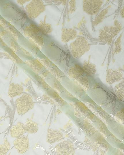 Mint Green Silk Chiffon Lurex Fabric 110cm