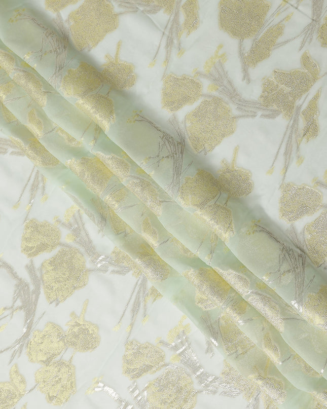 Mint Green Silk Chiffon Lurex Fabric 110cm