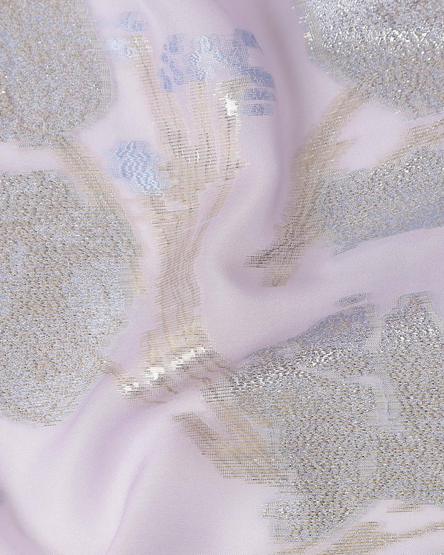 Lilac Purple Silk Chiffon Lurex Fabric 110cm