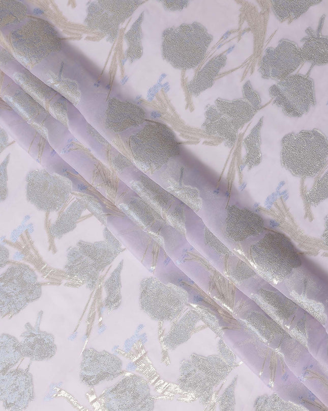 Lilac Purple Silk Chiffon Lurex Fabric 110cm