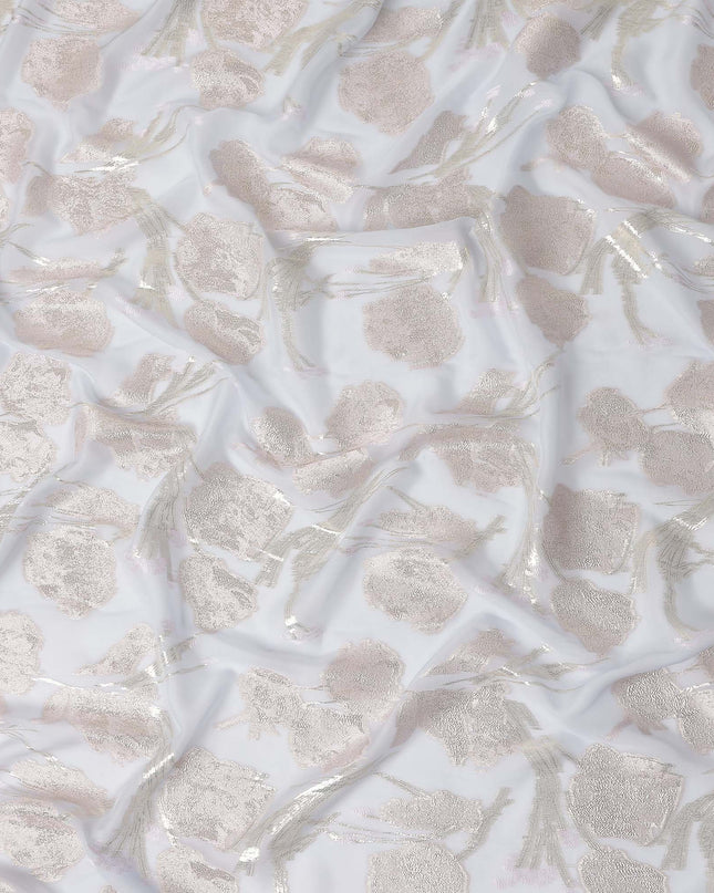 Icy White Silk Chiffon Lurex Fabric 110cm