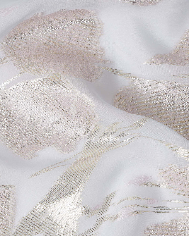 Icy White Silk Chiffon Lurex Fabric 110cm