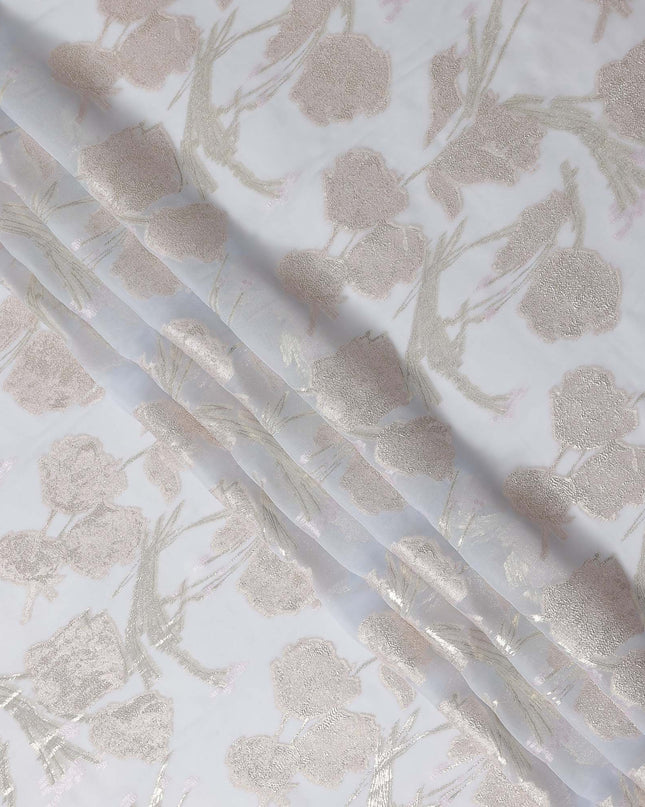 Icy White Silk Chiffon Lurex Fabric 110cm