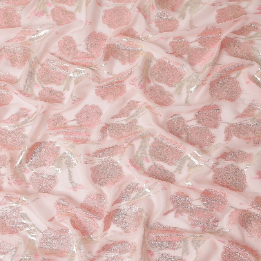 Blush Pink Silk Chiffon Lurex Fabric 110cm