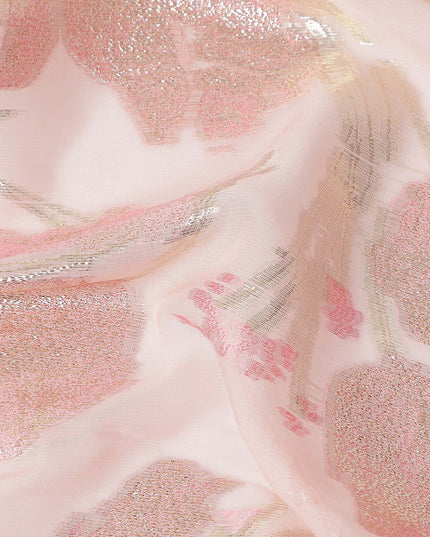 Blush Pink Silk Chiffon Lurex Fabric 110cm