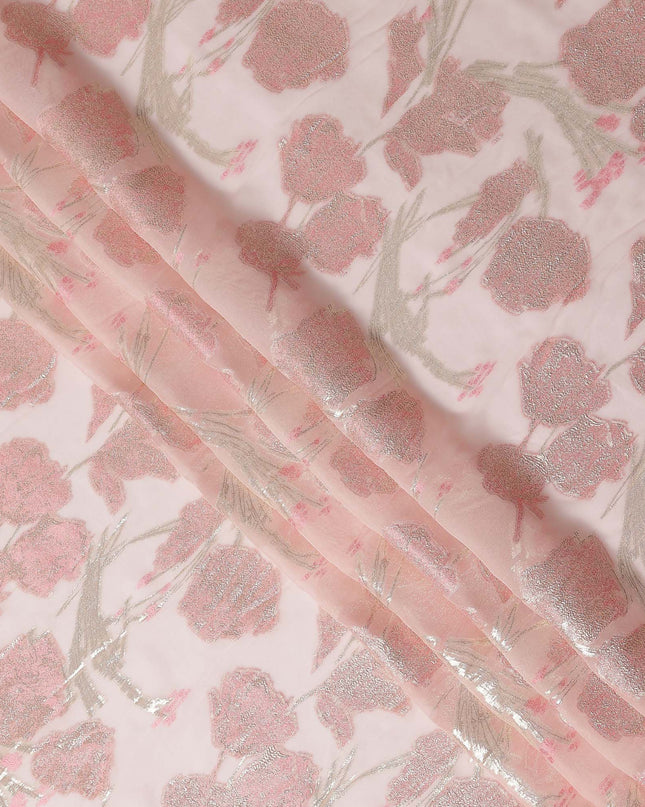 Blush Pink Silk Chiffon Lurex Fabric 110cm