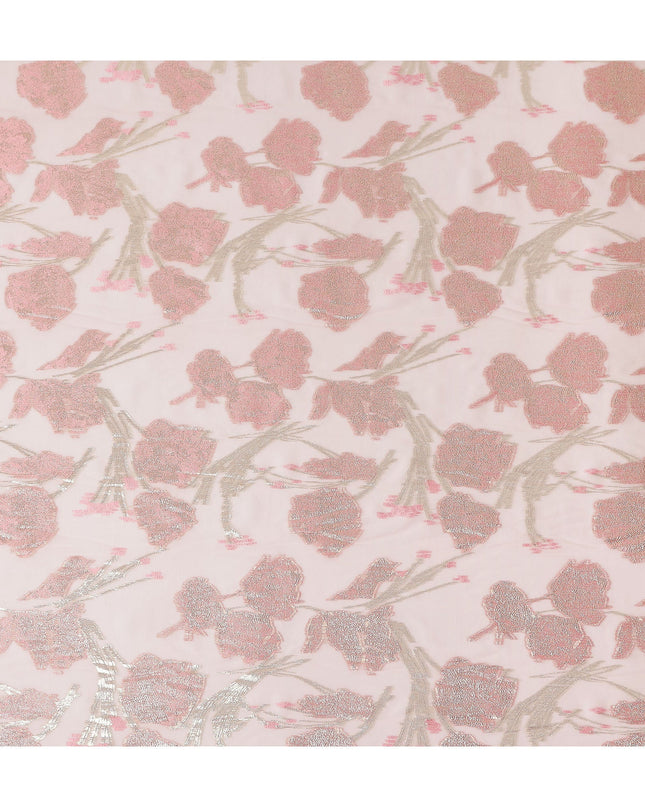 Blush Pink Silk Chiffon Lurex Fabric 110cm