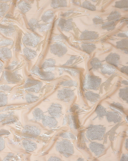 Pastel Peach Silk Chiffon Lurex Fabric 110cm