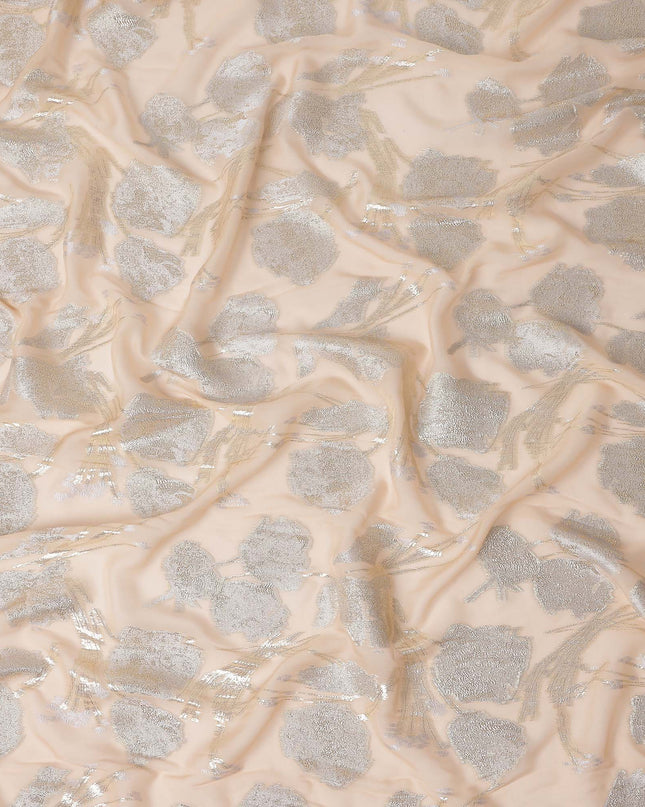 Pastel Peach Silk Chiffon Lurex Fabric 110cm