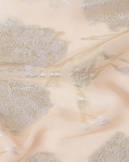 Pastel Peach Silk Chiffon Lurex Fabric 110cm